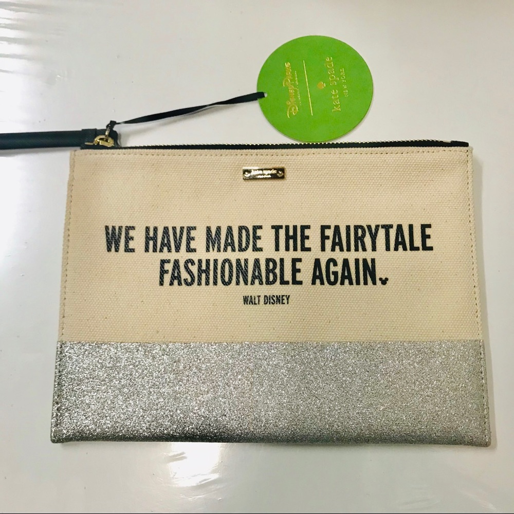 kate spade x Disney Parks Silver Glitter Wristlet